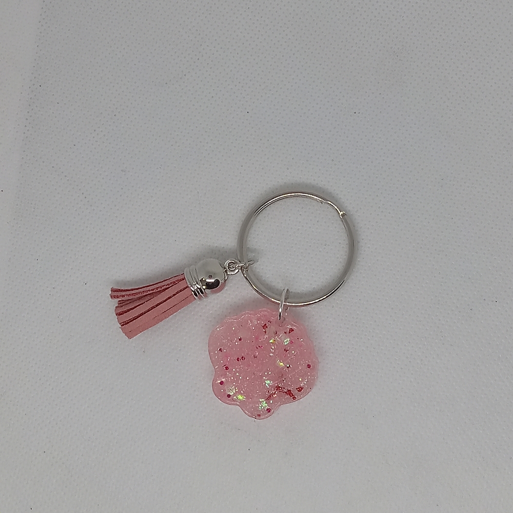 Pink Floral Keychain with Tassel